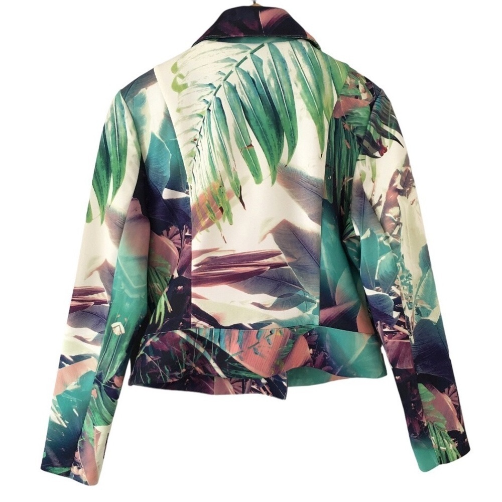 NWT Jennifer Lopez Tropical Print Moto Jacket Size M - Picture 7 of 16